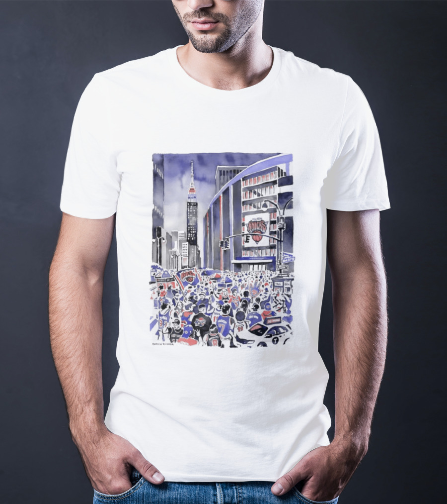 New York Knicks Madison Square Garden Empire State Building Fans Scene T-Shirt
