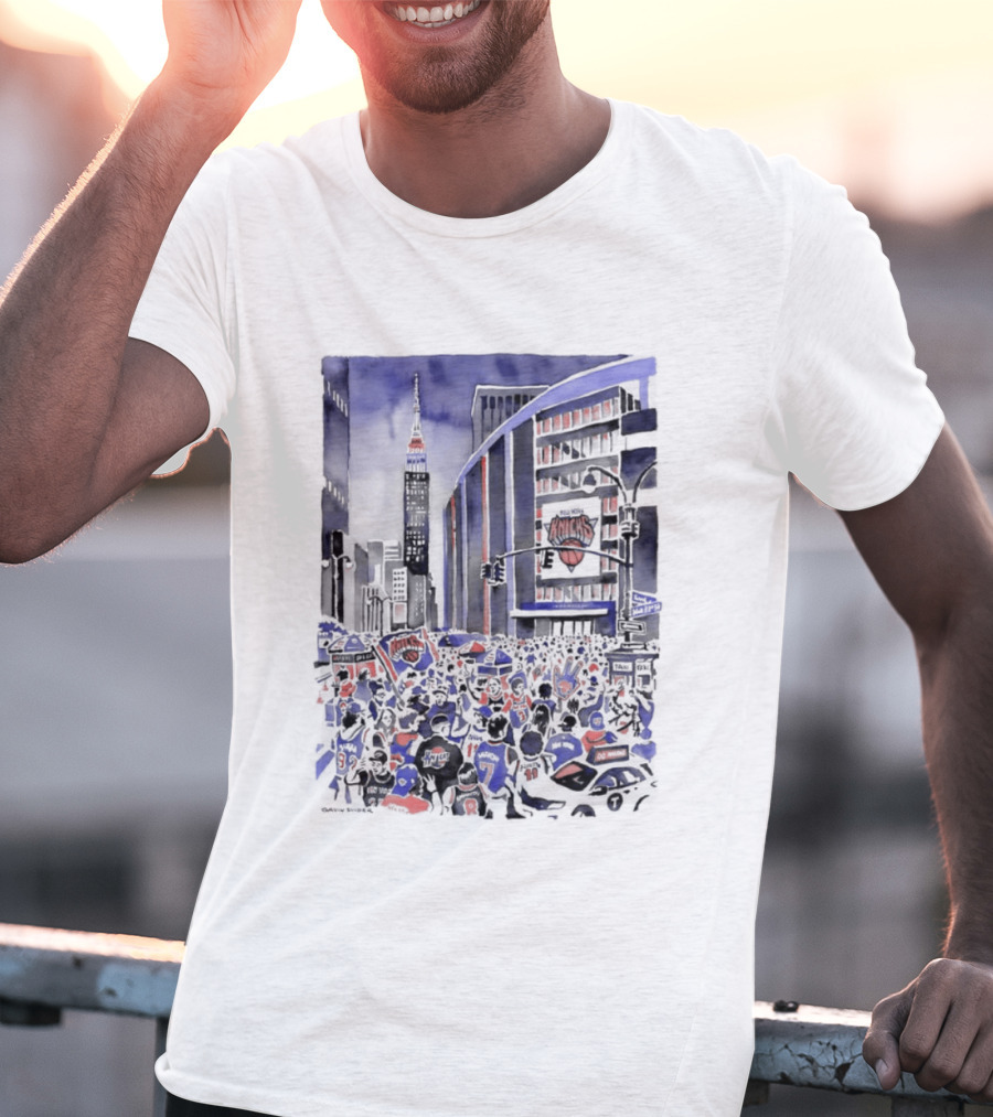 New York Knicks Madison Square Garden Empire State Building Fans Scene T-Shirt