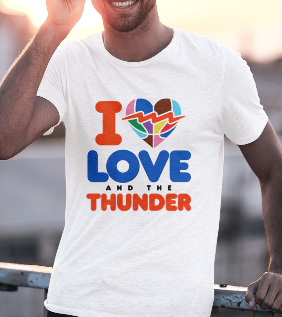 I Love Thunder Heart Color Block T-Shirt
