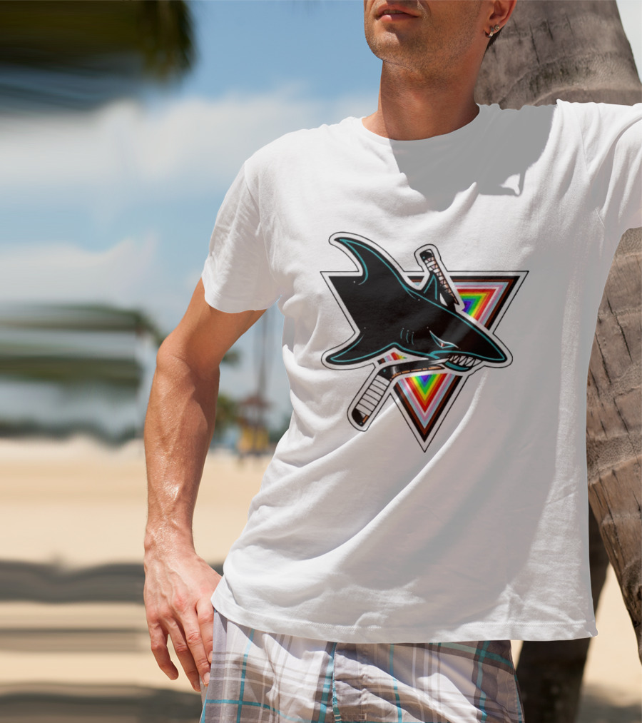San Jose Sharks Pride NHL Rainbow Ice Hockey Team T-Shirt