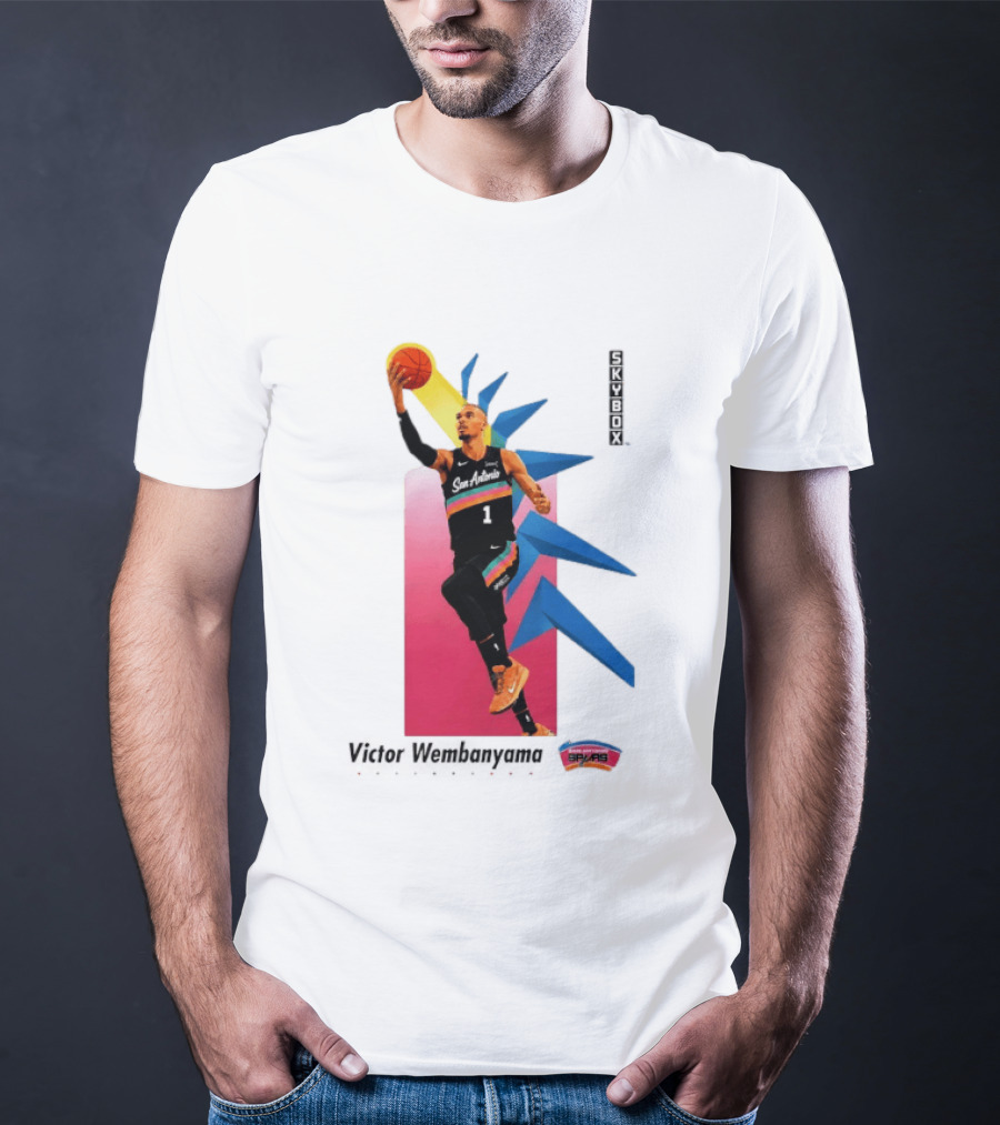 Victor Wembanyama San Antonio Spurs Basketball NBA Skybox 90s Retro Dunking Action T-Shirt