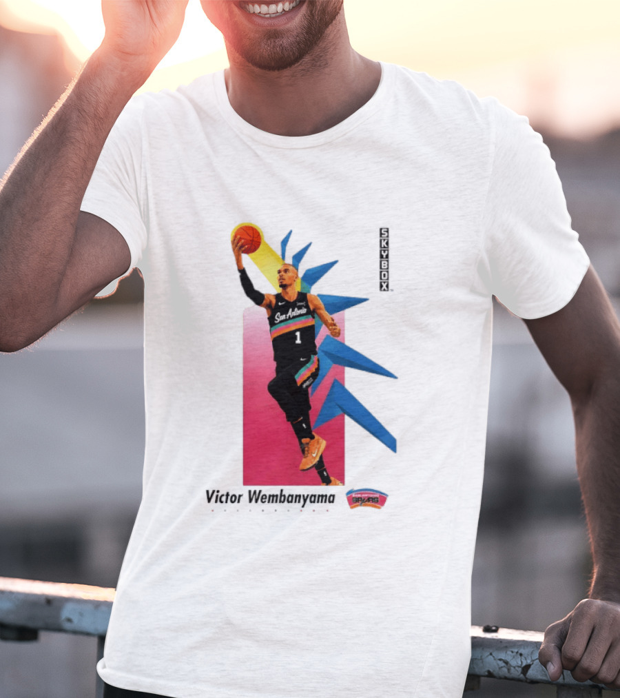 Victor Wembanyama San Antonio Spurs Basketball NBA Skybox 90s Retro Dunking Action T-Shirt
