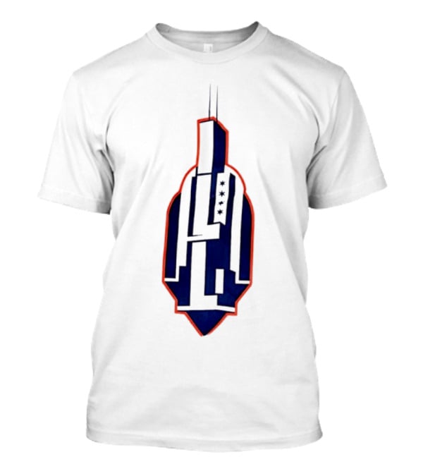 Chicago Skyline Willis Tower Symbol With Flag Stars T-Shirt