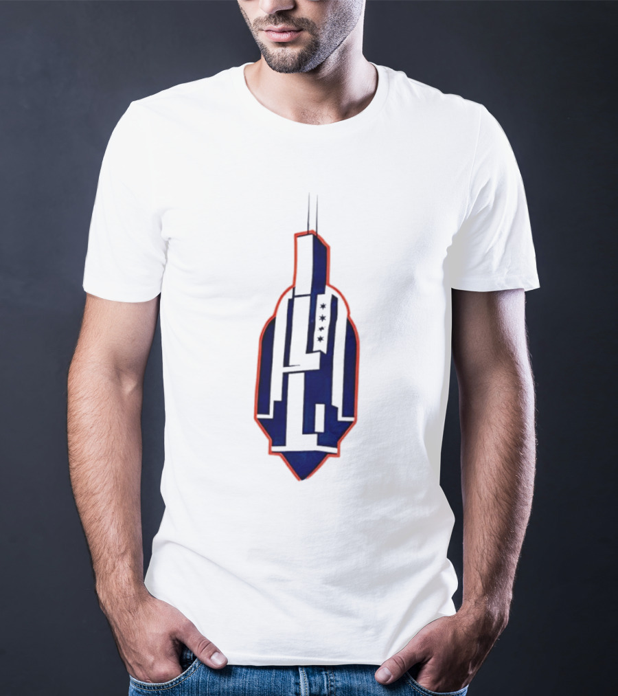 Chicago Skyline Willis Tower Symbol With Flag Stars T-Shirt
