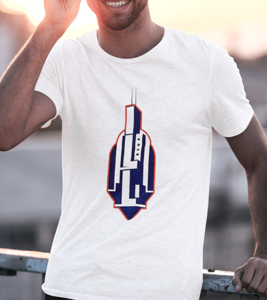 Chicago Skyline Willis Tower Symbol With Flag Stars T-Shirt