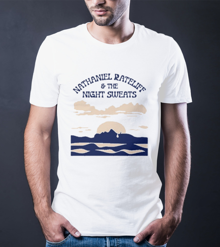 Nathaniel Rateliff & The Night Sweats Sunset Clouds And Mountain River Scene T-Shirt