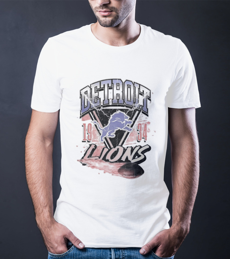 Detroit Lions 19 34 Vintage Style Iconic Team T-Shirt