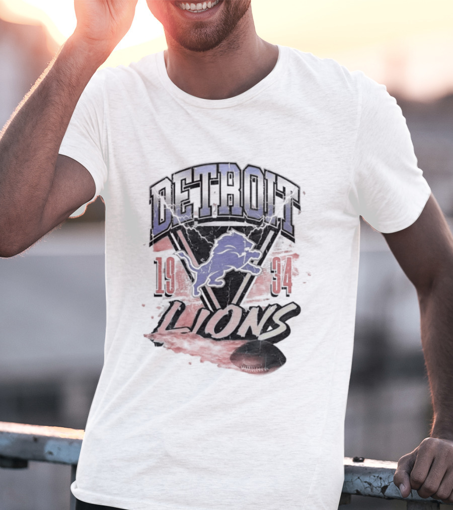 Detroit Lions 19 34 Vintage Style Iconic Team T-Shirt