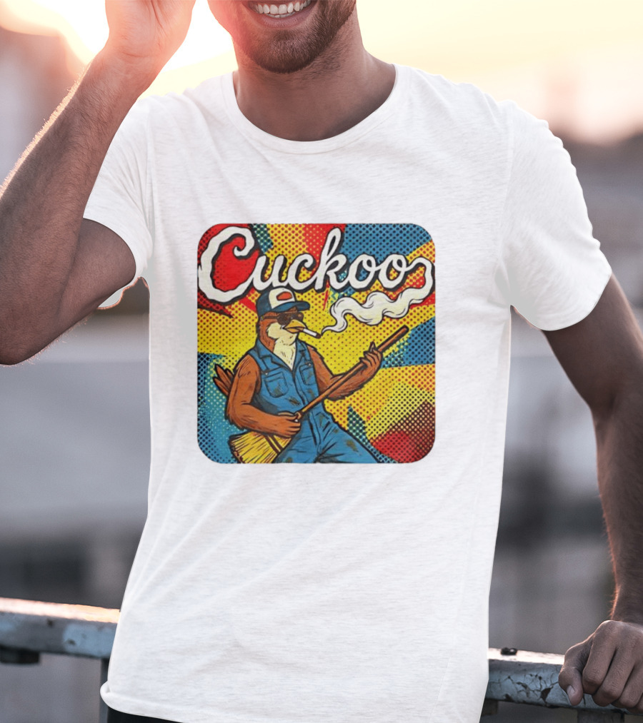 Cuckoo Smoking Bird In Sunglasses Retro Pop T-Shirt
