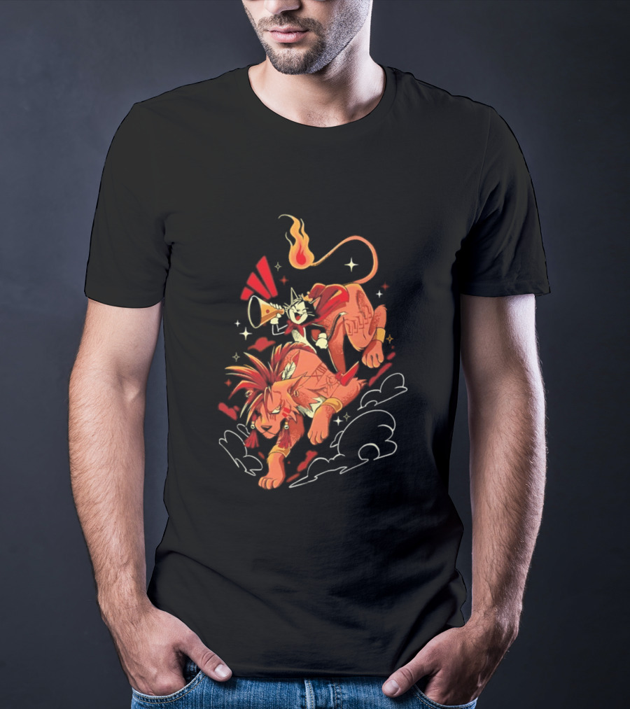 Cait Sith Red XIII Fantasy Adventure Duo Red Rider T-Shirt