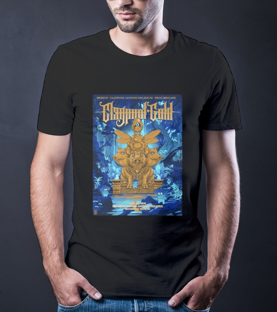 Claypool Gold Primus Frog Brigade May 31 2026 Meadow Brook Amphitheatre Rochester Hills MI T-Shirt