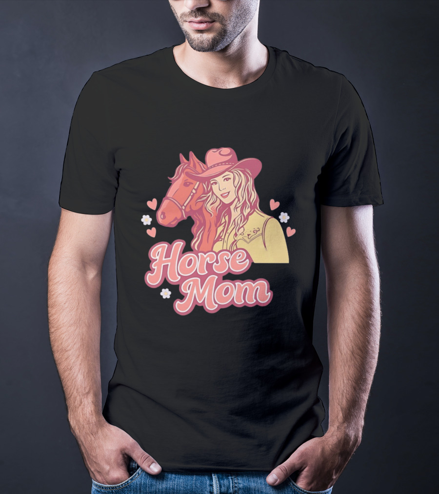 Cowgirl Horse Mom With Mustang And Hearts T-Shirt