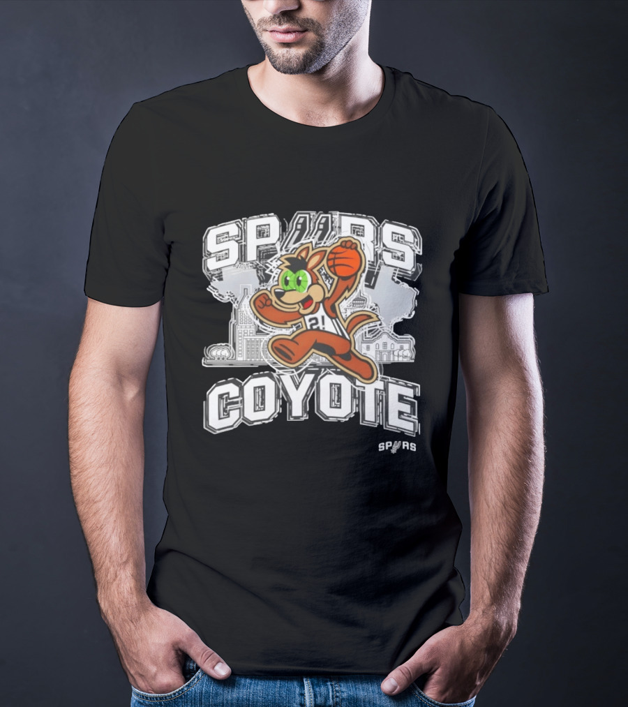 Spurs Coyote Basketball San Antonio City Skyline T-Shirt