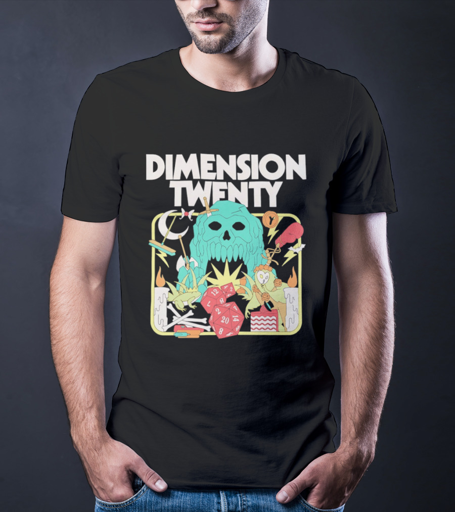 Dimension Twenty Skull Dice Fantasy Adventure T-Shirt