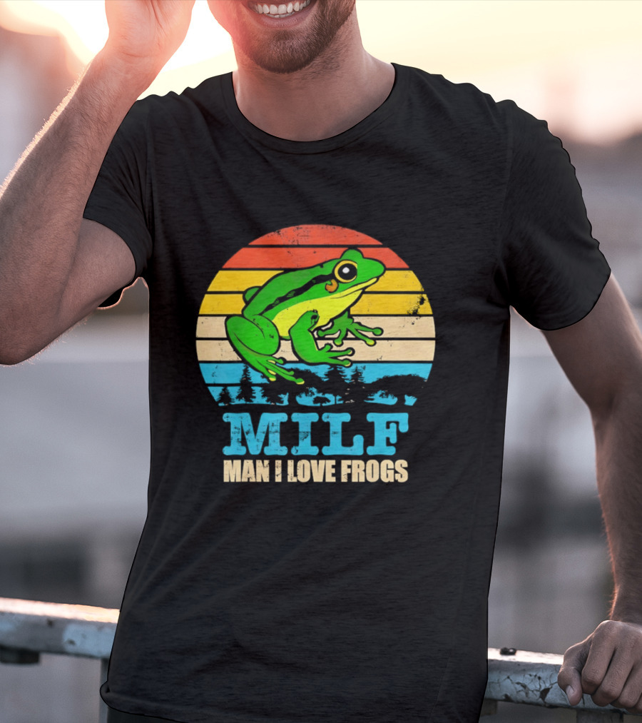 Frog MILF Man I Love Frogs Retro Sunset T-Shirt