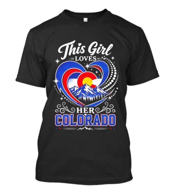 This Girl Loves Her Colorado With Heart And Mountain Scene T-Shirt