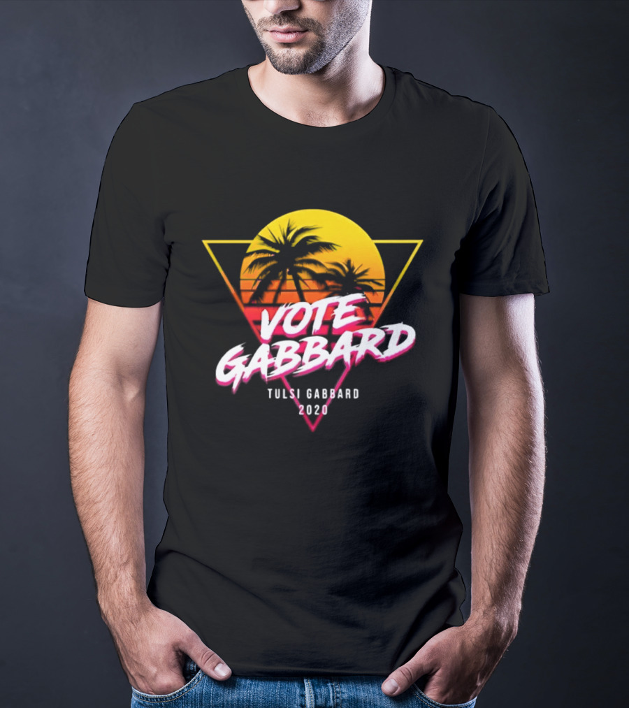 Vote Gabbard Tulsi Gabbard 2020 Sunset Palm Trees T-Shirt