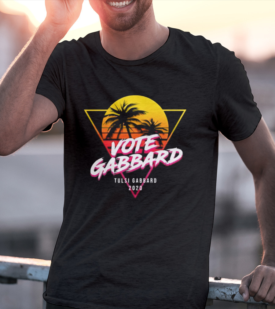 Vote Gabbard Tulsi Gabbard 2020 Sunset Palm Trees T-Shirt
