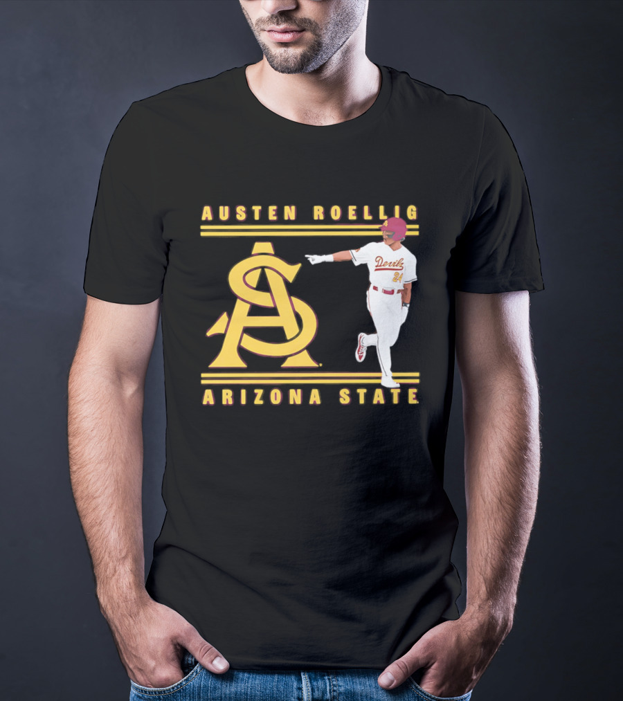 Austen Roellig Arizona State Devils Baseball NCAA Illustrated ASU T-Shirt