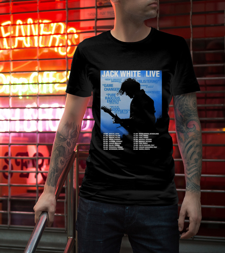 Jack White Live Europe 2026 Tour Dates Schedule Legendary Rock Concert Experience T-Shirt