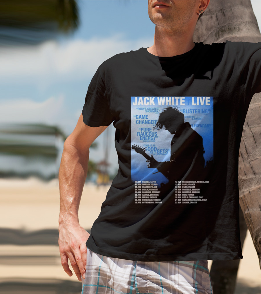 Jack White Live Europe 2026 Tour Dates Schedule Legendary Rock Concert Experience T-Shirt