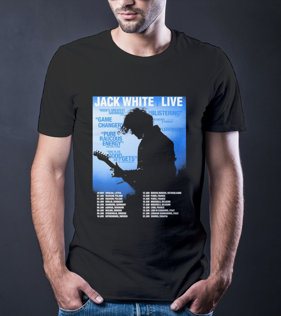 Jack White Live Europe 2026 Tour Dates Schedule Legendary Rock Concert Experience T-Shirt