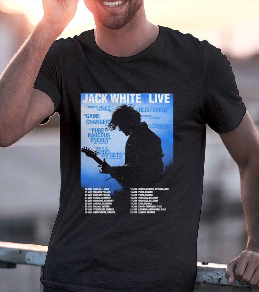Jack White Live Europe 2026 Tour Dates Schedule Legendary Rock Concert Experience T-Shirt