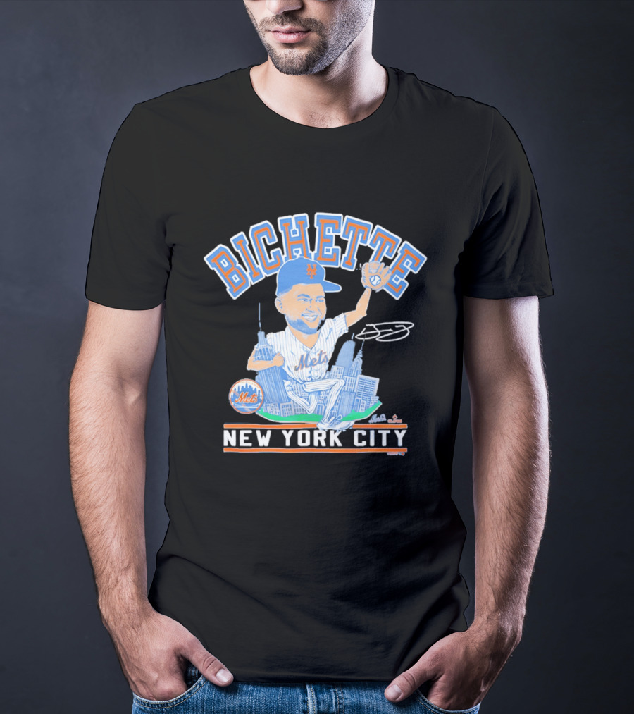 New York Mets Bichette Caricature New York City Tri Blend T-Shirt