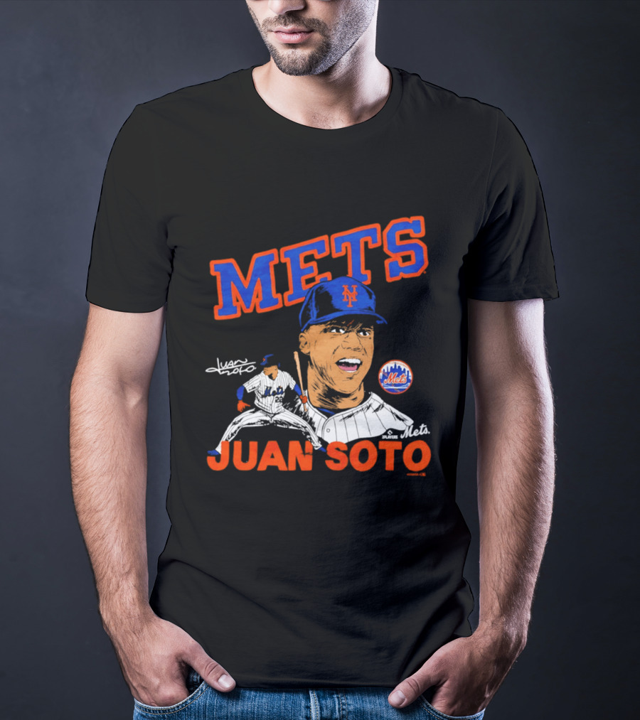 Mets Juan Soto Caricature Tri Blend T-Shirt