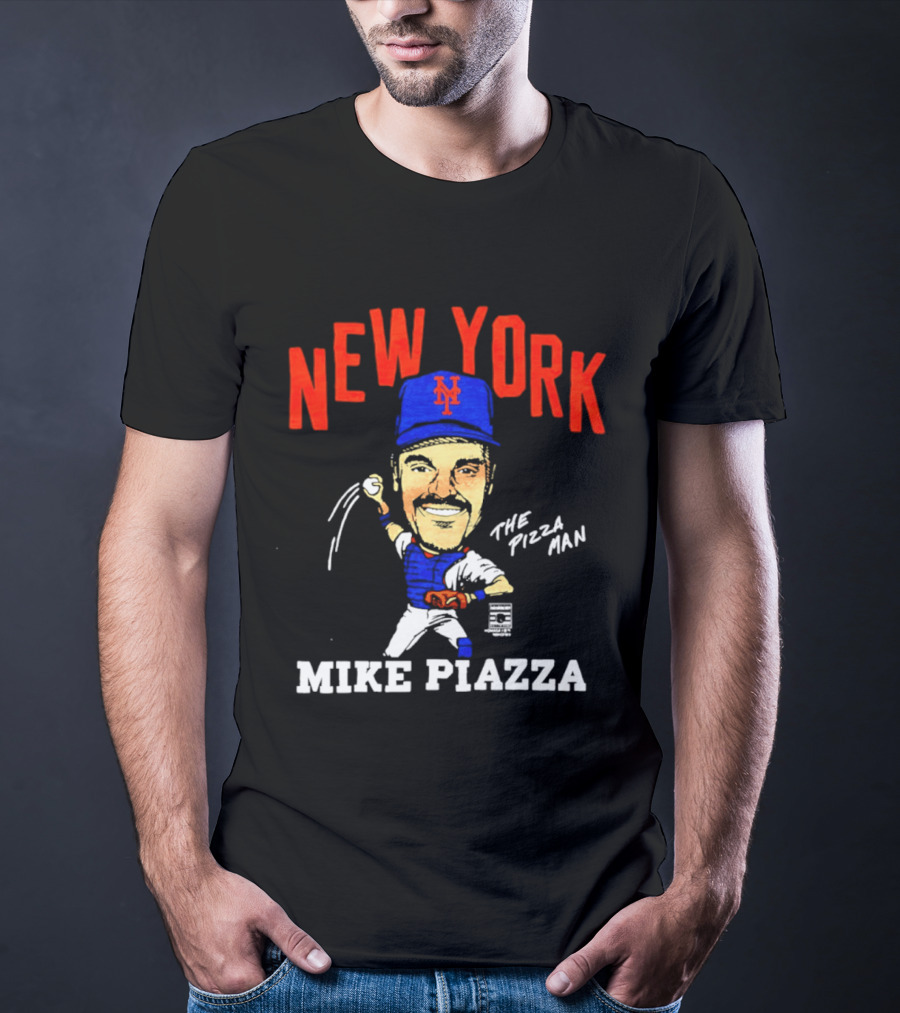 New York Mets Mike Piazza The Pizza Man Caricature T-Shirt