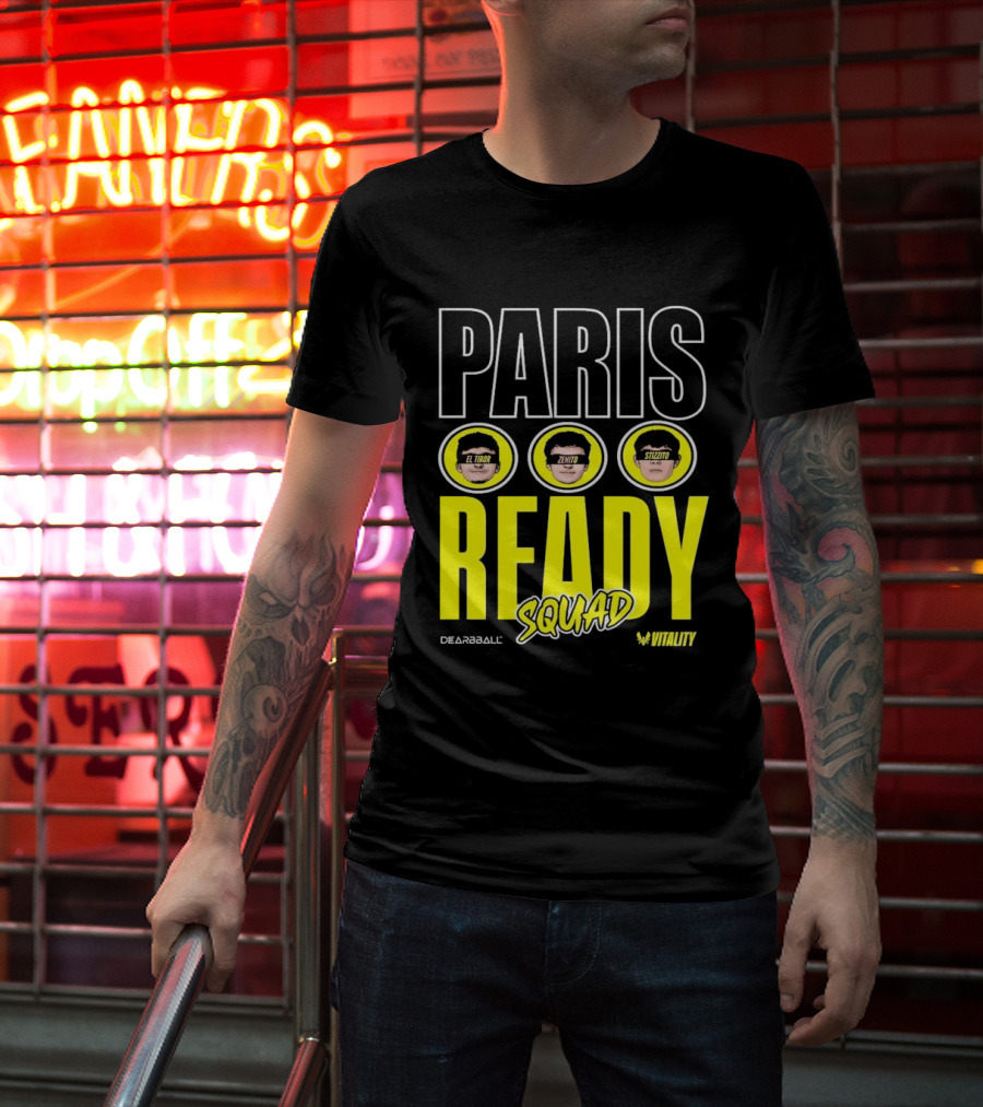 Paris Ready Squad Dearbball Vitality Text Faces T-Shirt