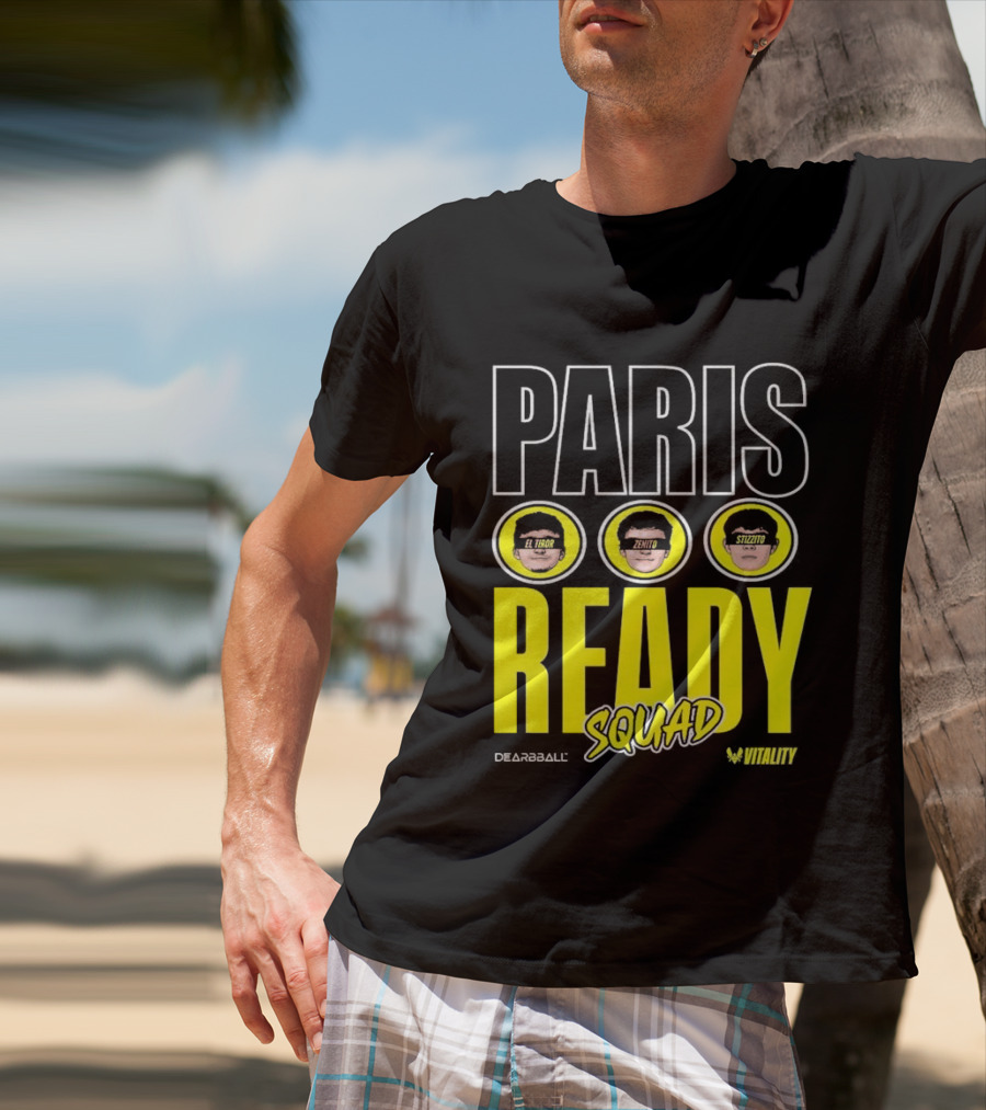 Paris Ready Squad Dearbball Vitality Text Faces T-Shirt