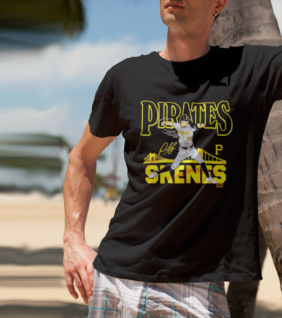 Pittsburgh Pirates Paul Skenes Signature Bridge T-Shirt