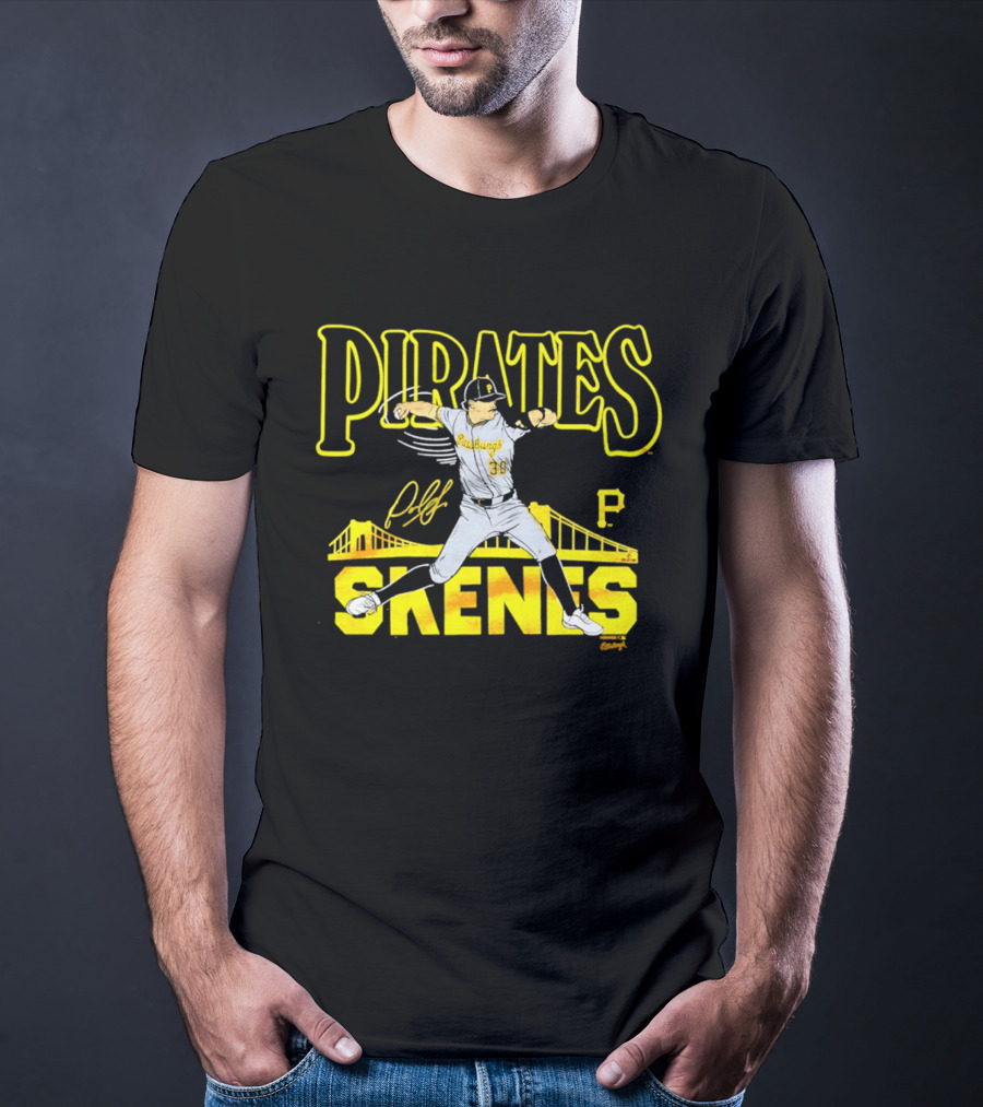 Pittsburgh Pirates Paul Skenes Signature Bridge T-Shirt