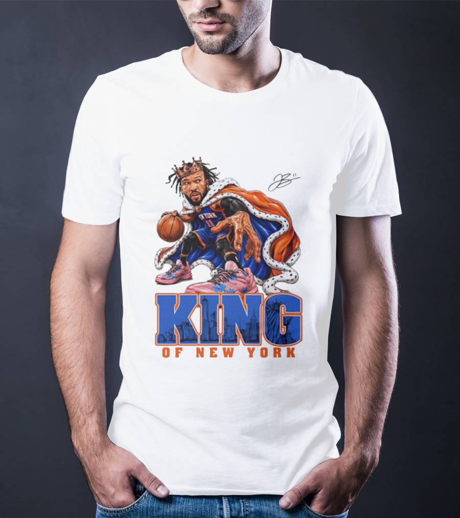 Jalen Brunson King Of New York Knicks Crown Cape T-Shirt