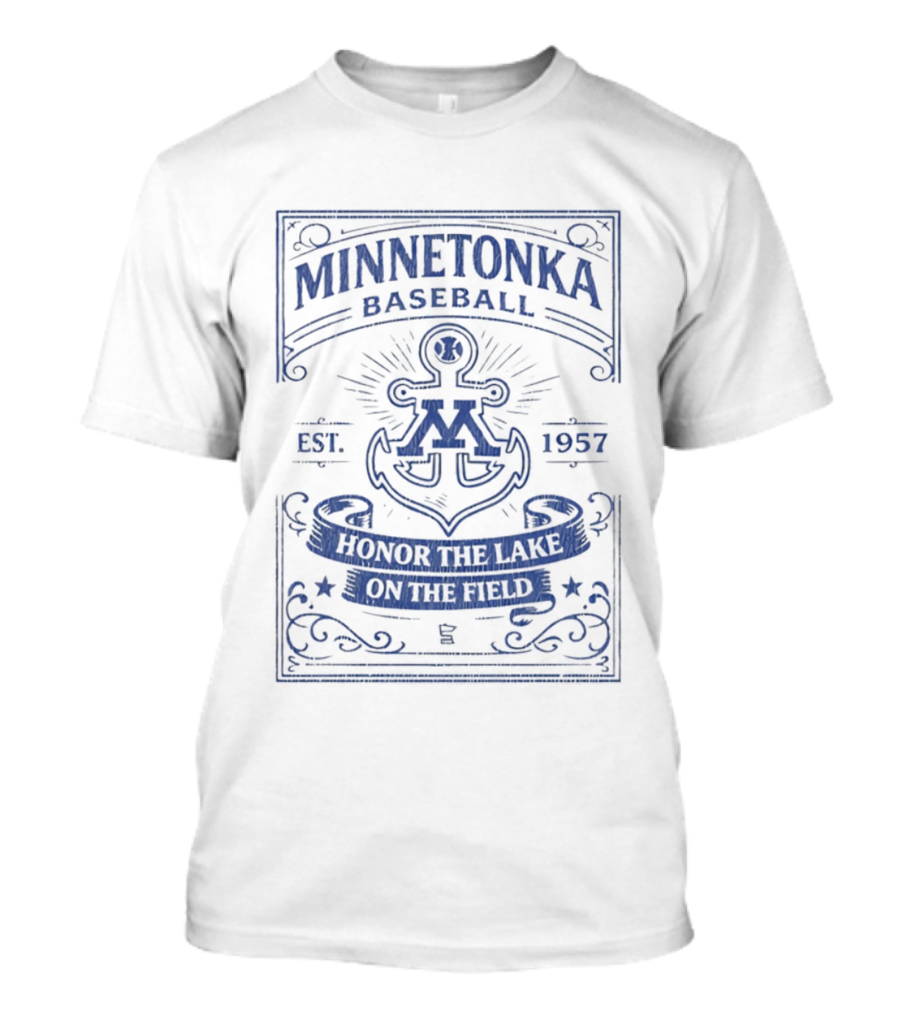 Minnetonka Baseball Est 1957 Anchor Spirit Honor The Lake On The Field T-Shirt