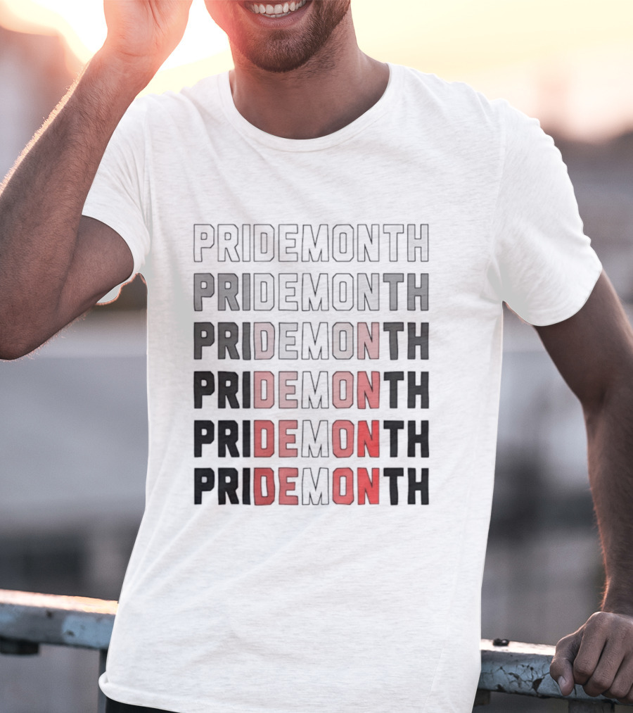 Pride Month Lesbian Flag Gradient Minimalist Rainbow DE Month T-Shirt