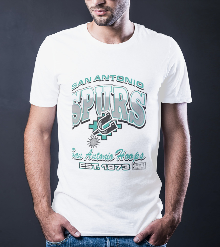 San Antonio Spurs San Antonio Hoops Est 1973 Hardwood Classics NBA Basketball T-Shirt
