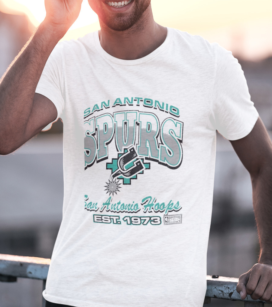 San Antonio Spurs San Antonio Hoops Est 1973 Hardwood Classics NBA Basketball T-Shirt