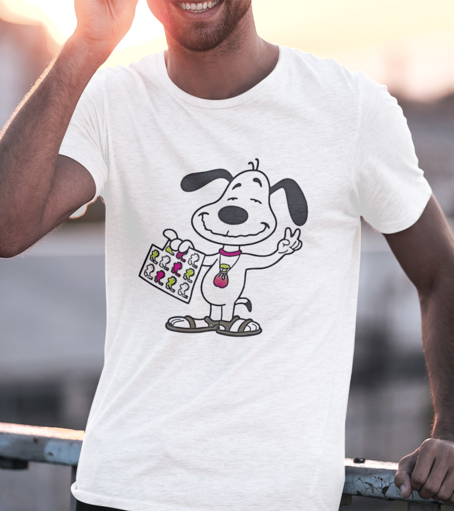 Snoopy Peace Sign Hippie Woodstock Peanuts Pop Culture T-Shirt