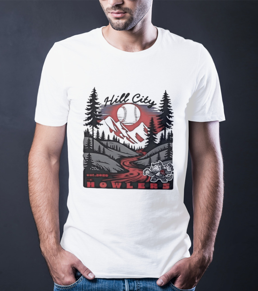 Hill City Howlers Est 2020 Mountain Pine Tree Forest Nature Sports T-Shirt