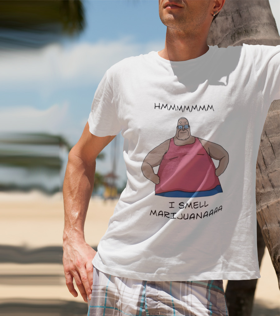 HMMMMMMM I Smell Marijuana Meme Character In Pink T-Shirt
