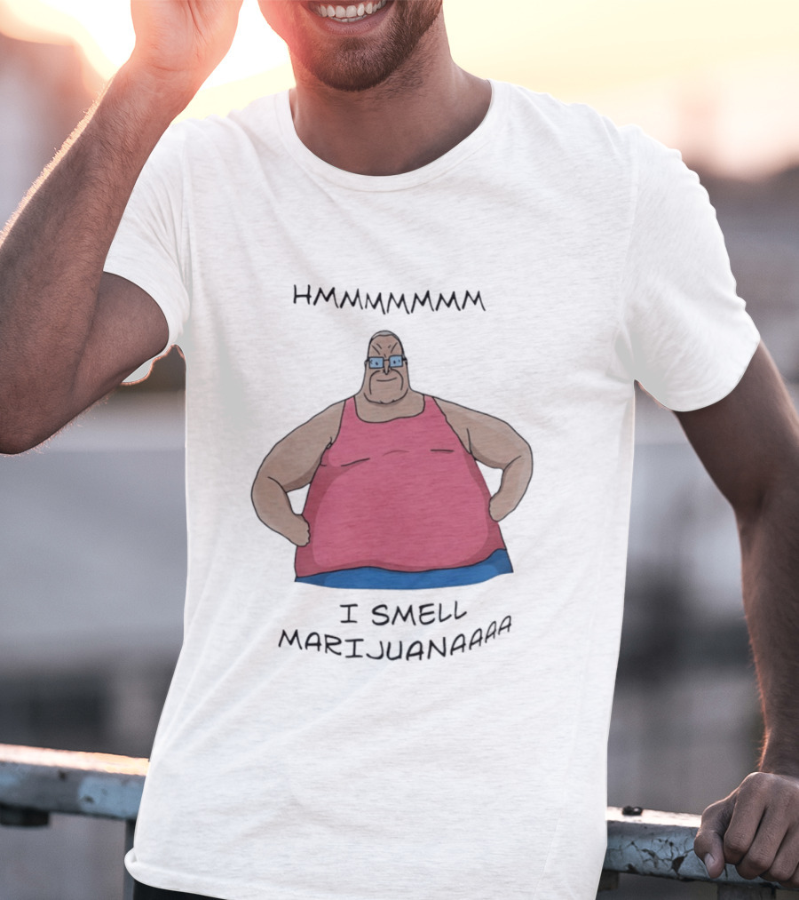 HMMMMMMM I Smell Marijuana Meme Character In Pink T-Shirt