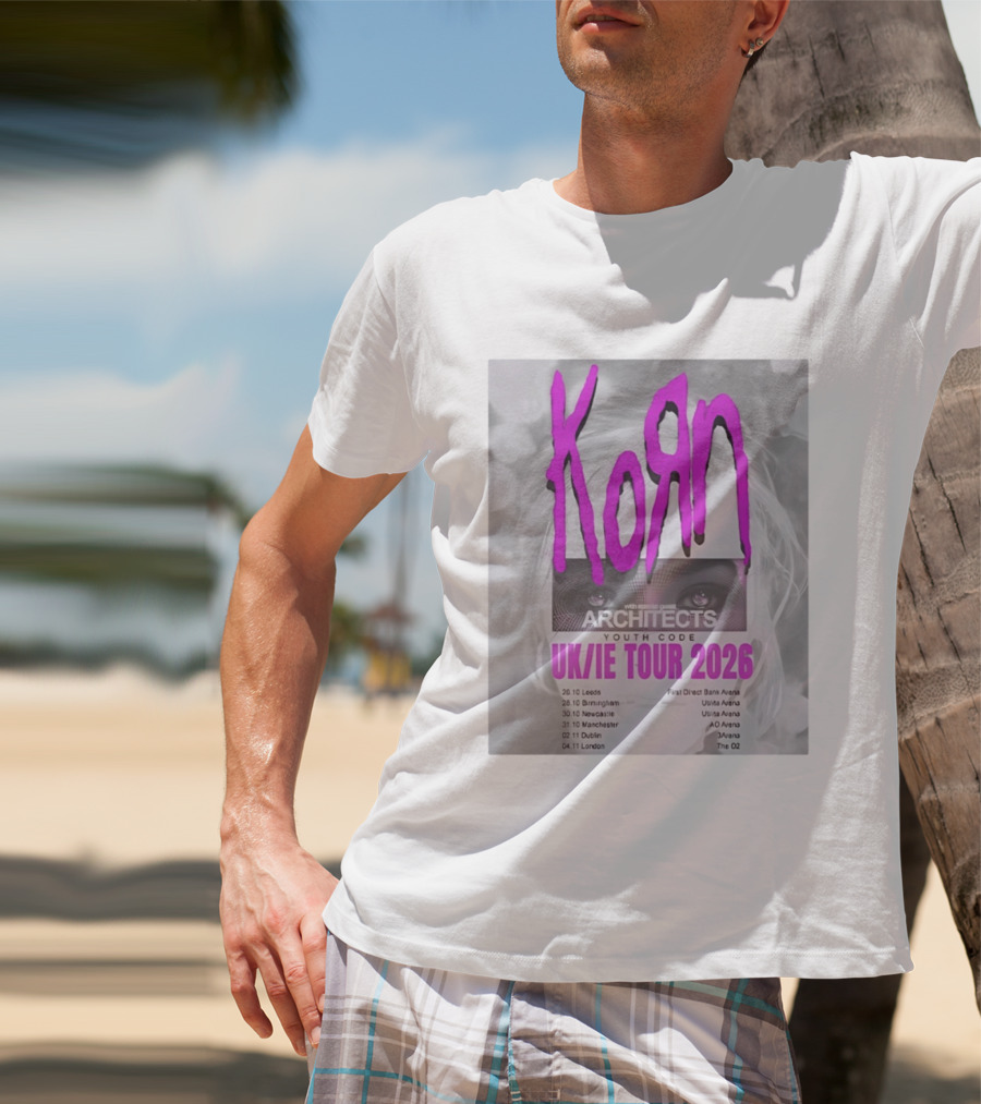 Korn UK/IE Tour 2026 Schedule Architects Youth Code First Direct Arena O2 Arena T-Shirt