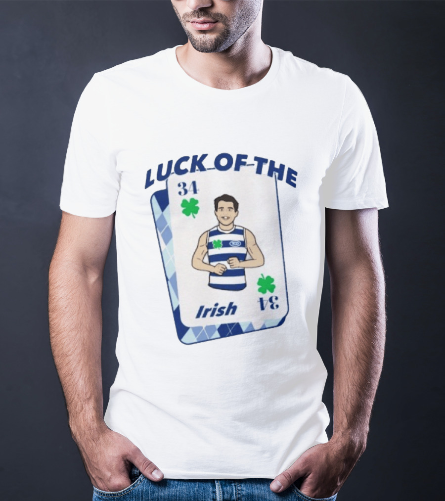 Luck Of The Irish 34 Playing Card Featuring Athletic Character And Shamrocks T-Shirt