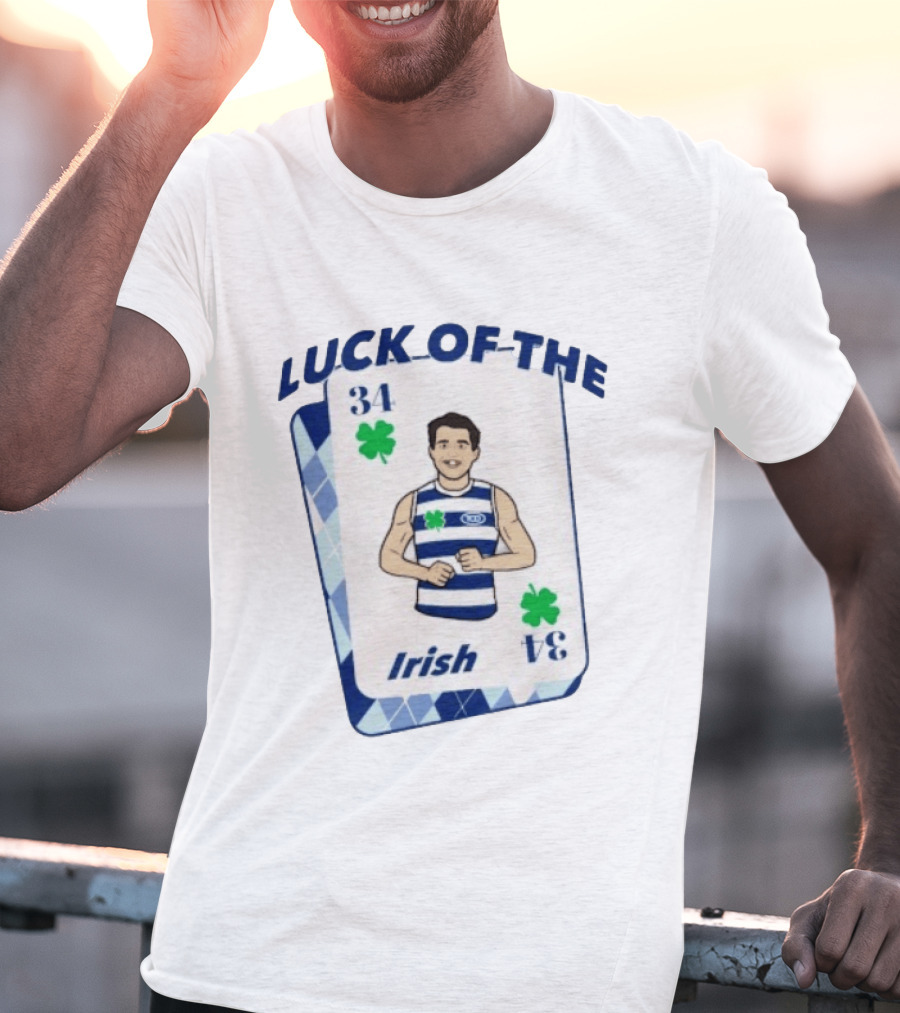 Luck Of The Irish 34 Playing Card Featuring Athletic Character And Shamrocks T-Shirt
