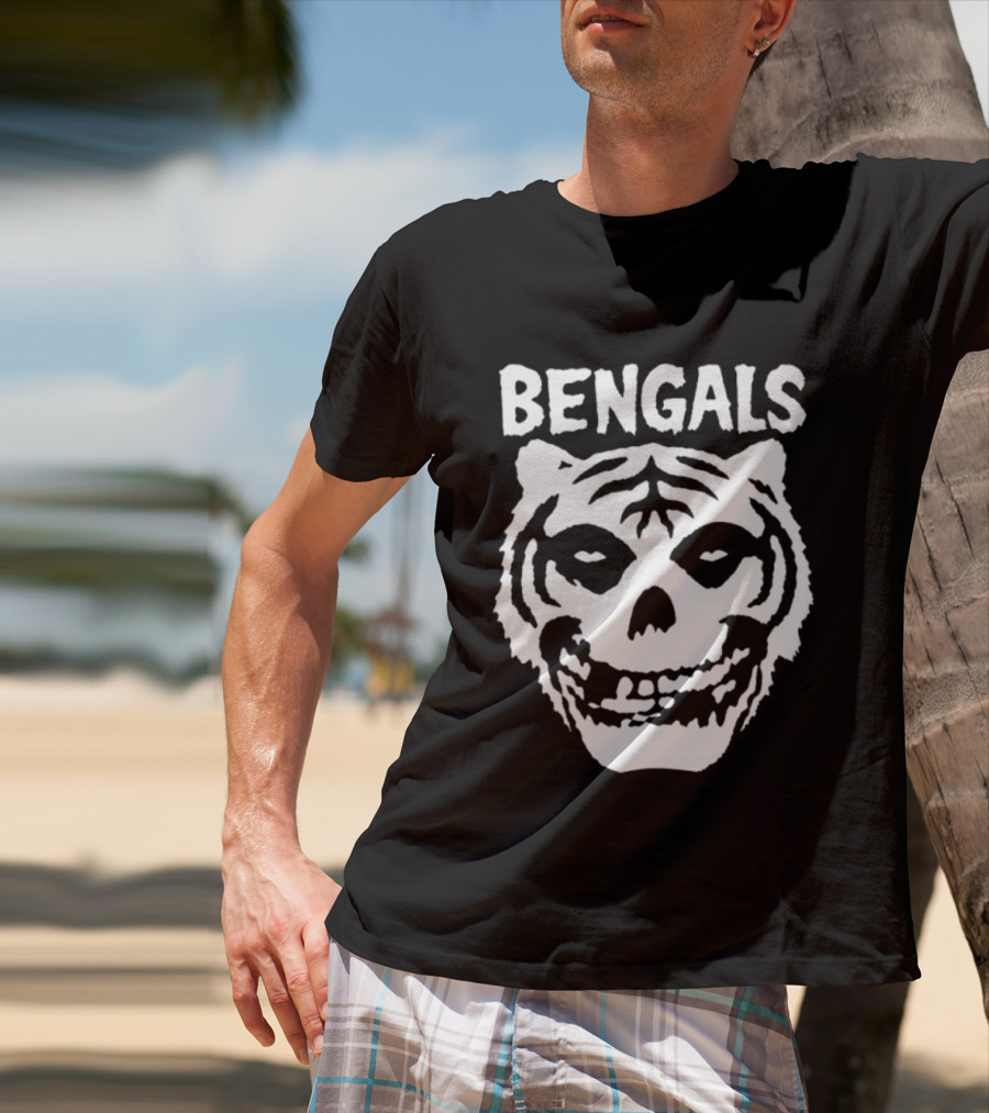 Bengals Skull Tiger Face Fusion T-Shirt