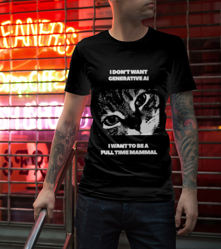 I Don't Want Generative AI I Want To Be A Full Time Mammal Cat Eyes T-Shirt