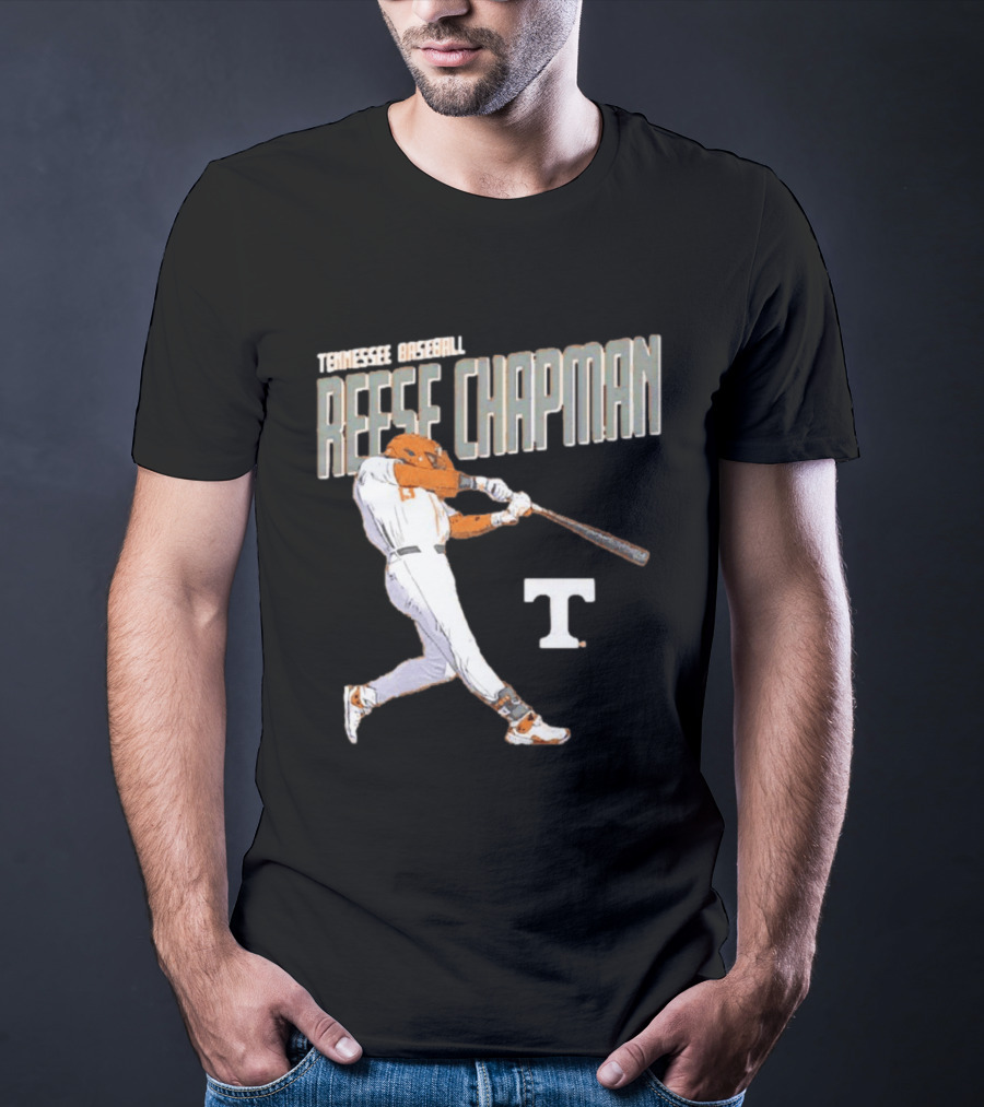 Tennessee Baseball Reese Chapman Swinging Action T-Shirt