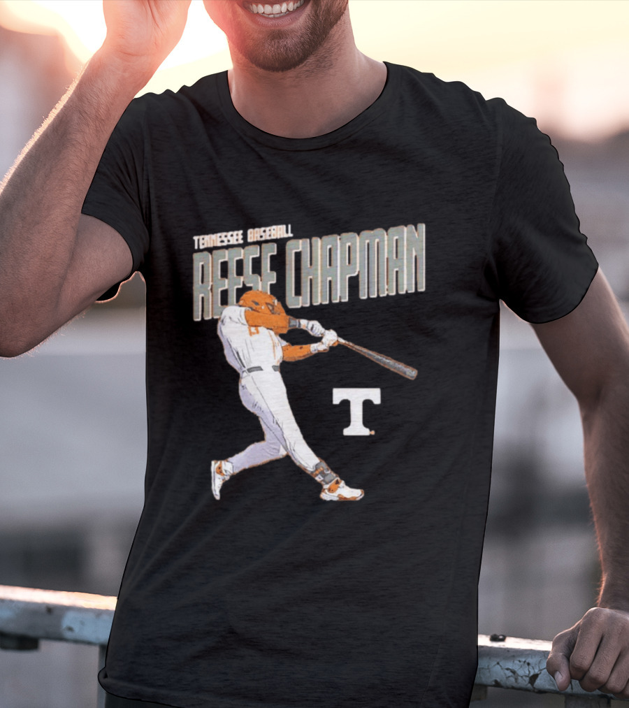 Tennessee Baseball Reese Chapman Swinging Action T-Shirt